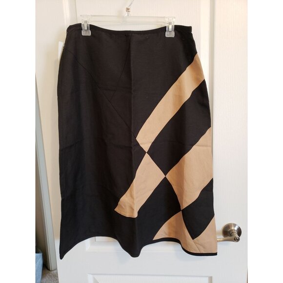 Rafael black and taupe linen blend skirt, size L - Picture 1 of 5
